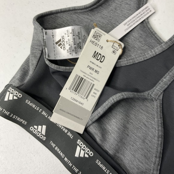 Adidas Sports Bra Powerreact Training Medium-Support Athletic HE0118 Sz MDD NWT - Picture 2 of 4